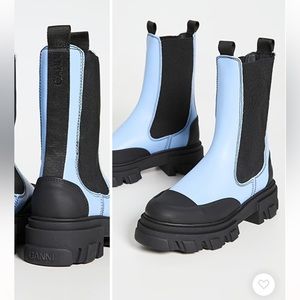 NEW Ganni Mid Chelsea Boots Placid Blue 37